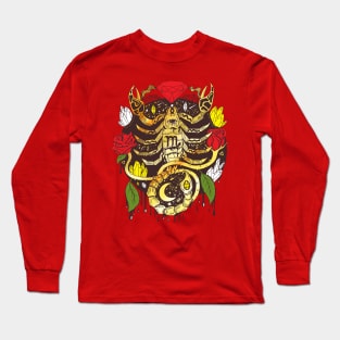 Mystic Scorpio Zodiac Gold With Red Roses Long Sleeve T-Shirt